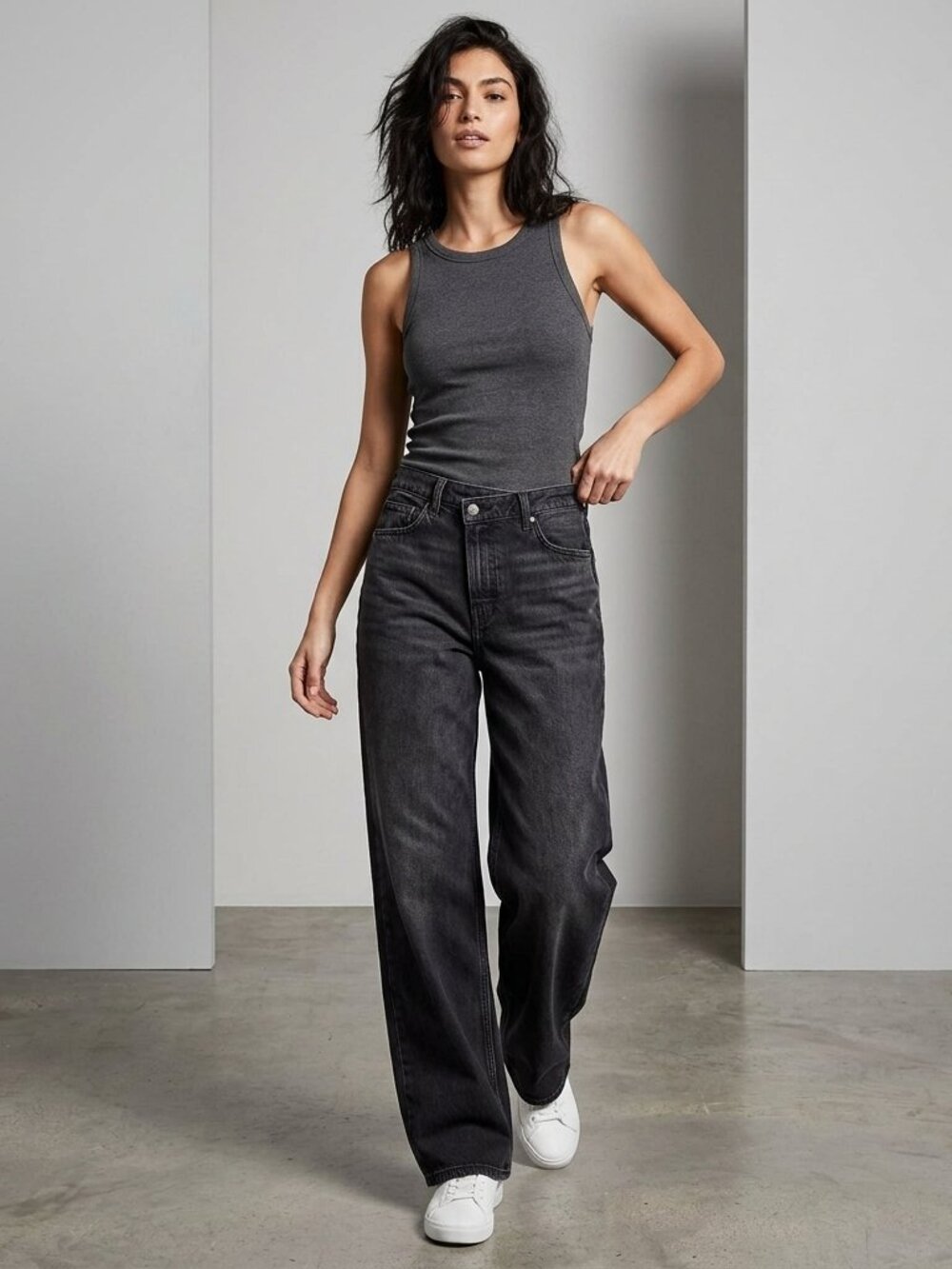 American Eagle Strigid Super High Rise Baggy Straight Black Jeans Size 10 Long